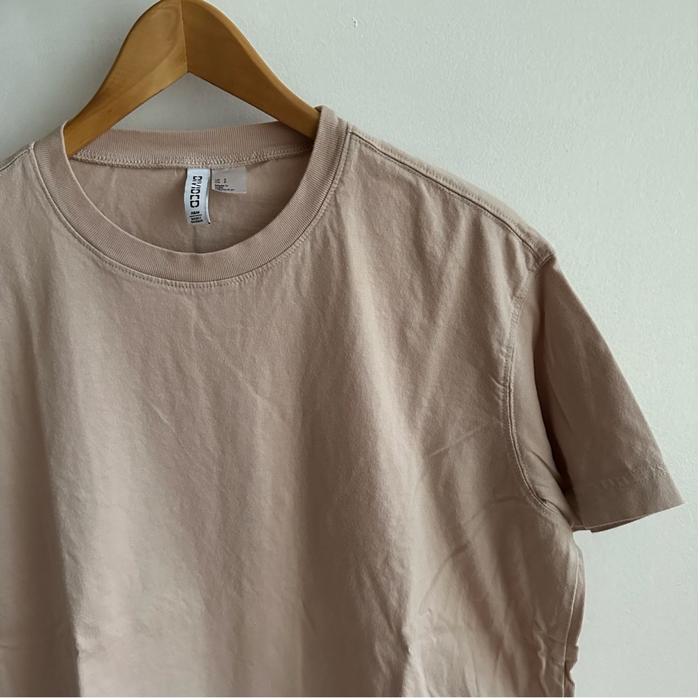 H&M Basics Oversized Box Tan T-Shirt - Small